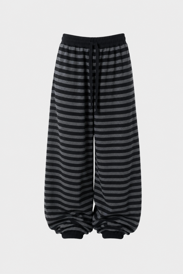 Harajuku Stripe Wide-Leg Knitted Pants | Y2K Grunge Casual Trousers