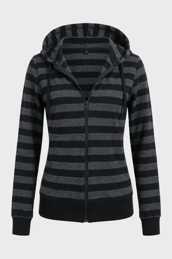 Striped Y2K Zip-Up Hoodie | Grunge Goth Streetwear