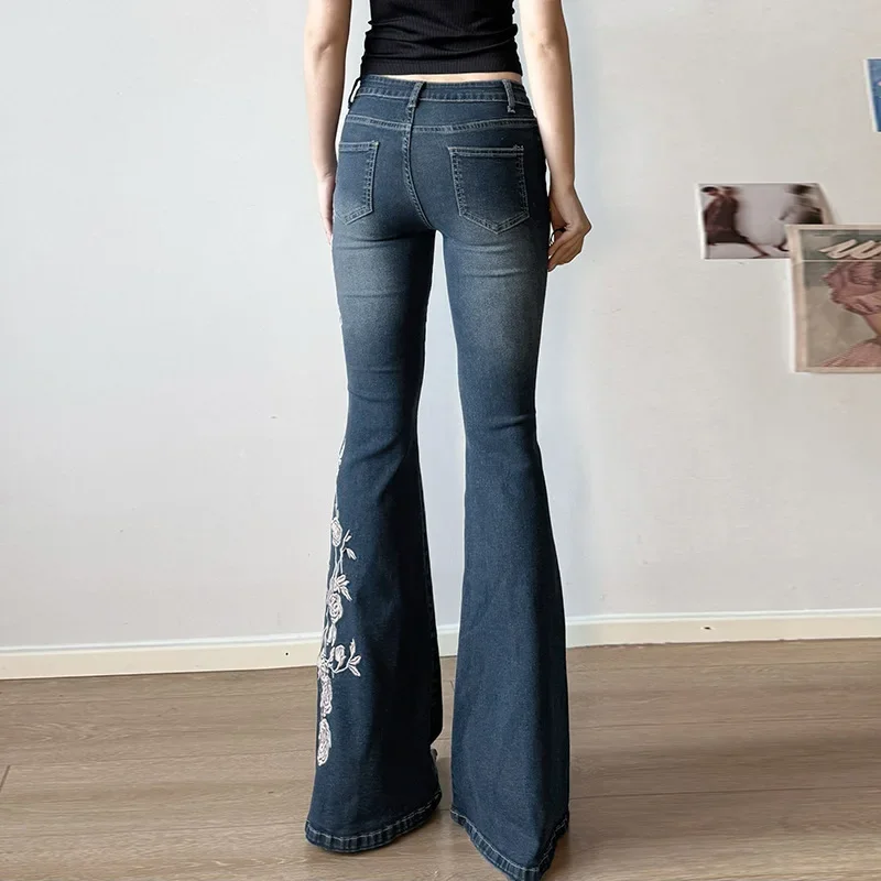 Y2K Floral Embroidered Flared Jeans - Image 7