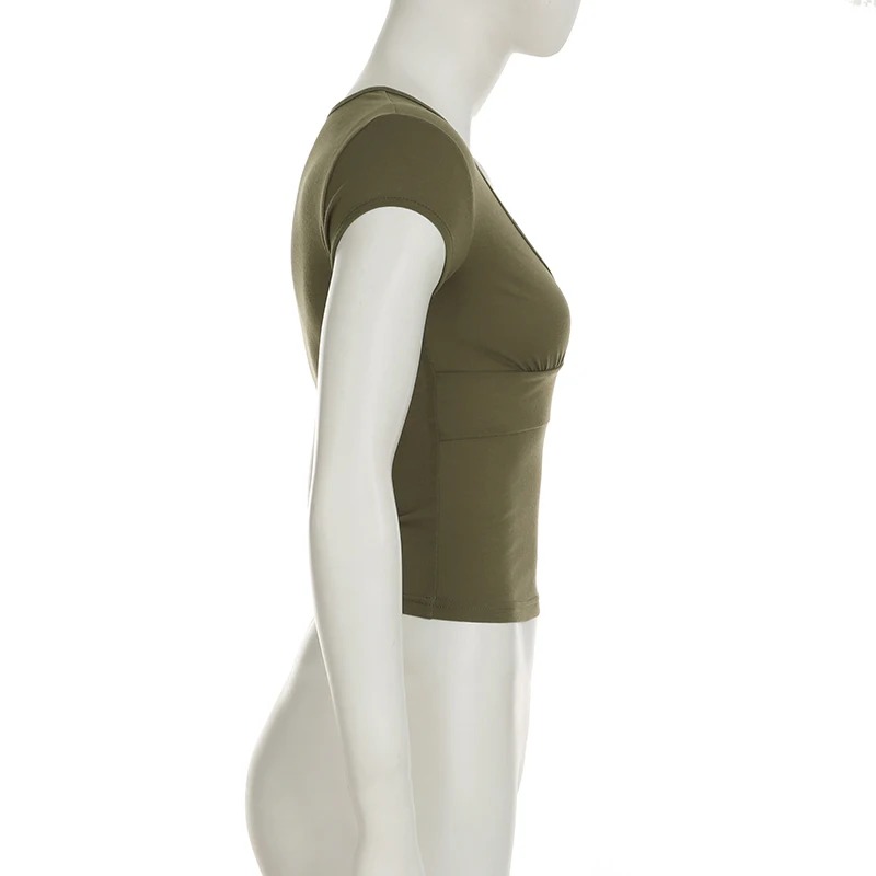 Retro Floral Embroidery V-Neck Cap Sleeve Top | Y2K Slim Fit - Image 4