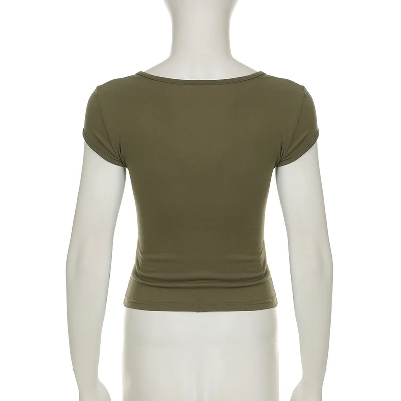 Retro Floral Embroidery V-Neck Cap Sleeve Top | Y2K Slim Fit - Image 5