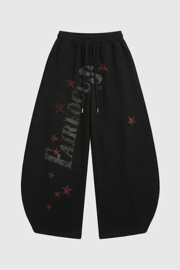 Vintage Letter Star Print Sweatpants | High Street Loose Fit