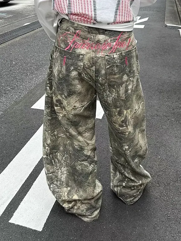 Y2K Gothic Baggy Embroidered Jeans